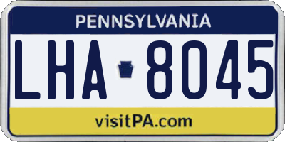 PA license plate LHA8045