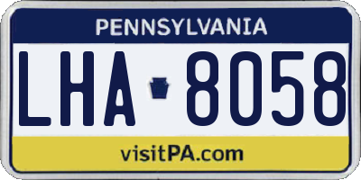 PA license plate LHA8058