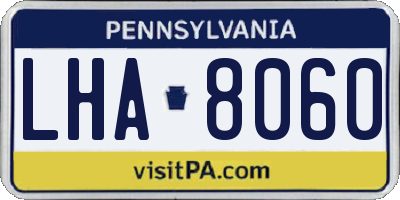 PA license plate LHA8060