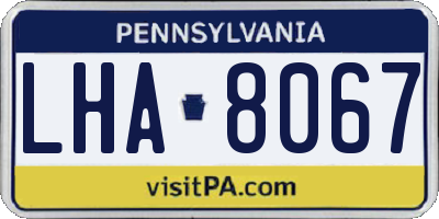 PA license plate LHA8067