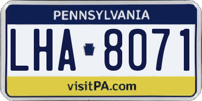 PA license plate LHA8071