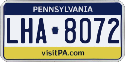 PA license plate LHA8072