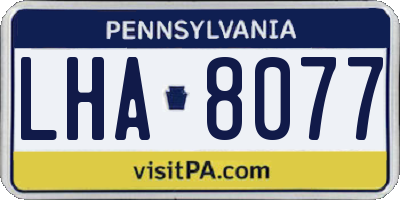 PA license plate LHA8077