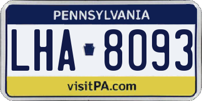 PA license plate LHA8093