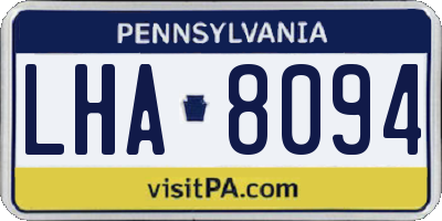 PA license plate LHA8094