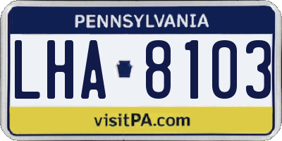 PA license plate LHA8103
