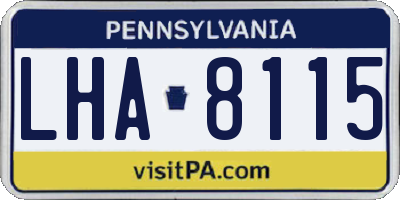 PA license plate LHA8115
