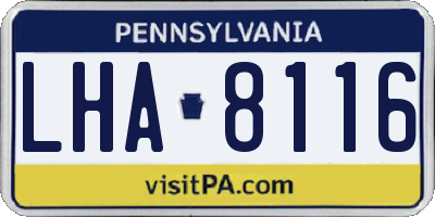 PA license plate LHA8116