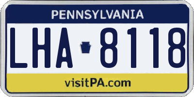 PA license plate LHA8118
