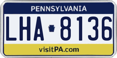 PA license plate LHA8136