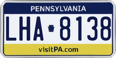 PA license plate LHA8138