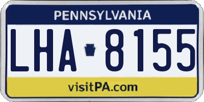 PA license plate LHA8155