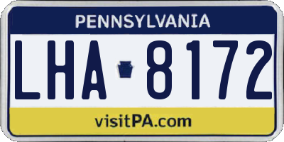 PA license plate LHA8172