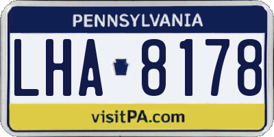 PA license plate LHA8178
