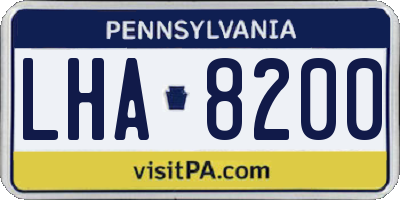 PA license plate LHA8200