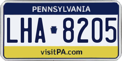 PA license plate LHA8205