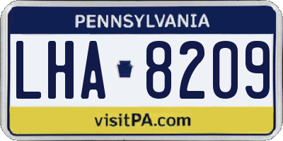 PA license plate LHA8209