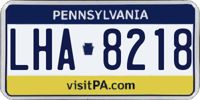 PA license plate LHA8218