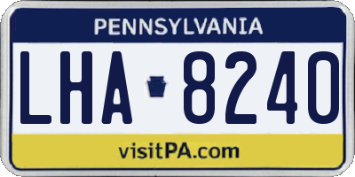 PA license plate LHA8240