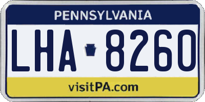 PA license plate LHA8260