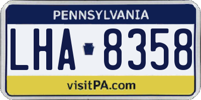 PA license plate LHA8358