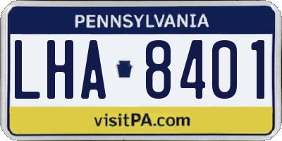 PA license plate LHA8401