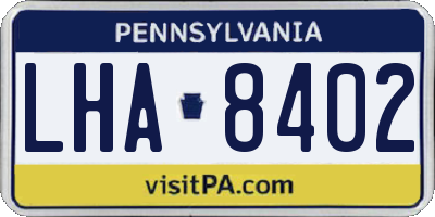 PA license plate LHA8402