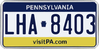 PA license plate LHA8403