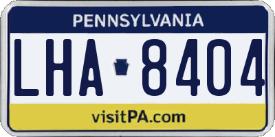 PA license plate LHA8404