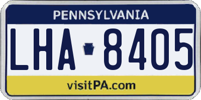 PA license plate LHA8405