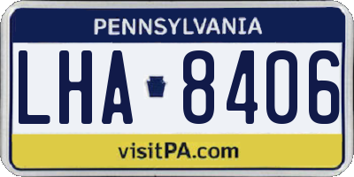 PA license plate LHA8406