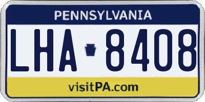 PA license plate LHA8408