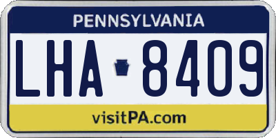 PA license plate LHA8409