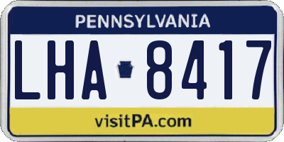 PA license plate LHA8417
