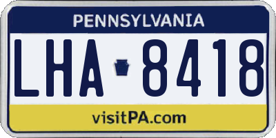 PA license plate LHA8418