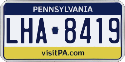 PA license plate LHA8419