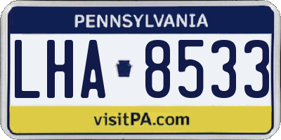 PA license plate LHA8533