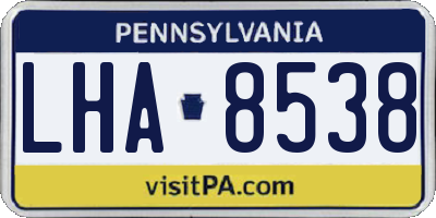 PA license plate LHA8538