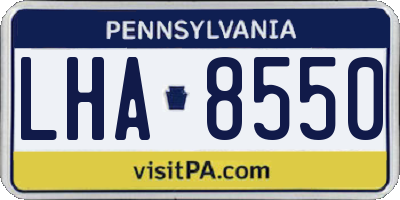 PA license plate LHA8550
