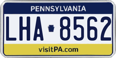 PA license plate LHA8562