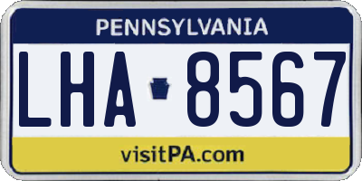 PA license plate LHA8567