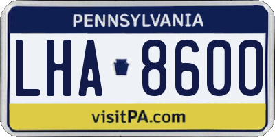 PA license plate LHA8600