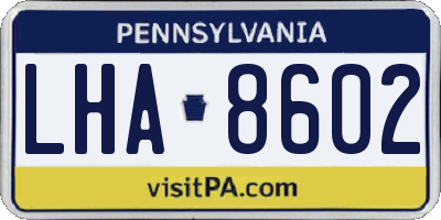 PA license plate LHA8602