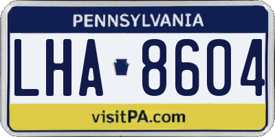 PA license plate LHA8604