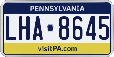 PA license plate LHA8645