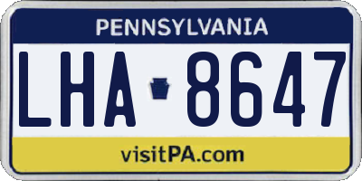 PA license plate LHA8647