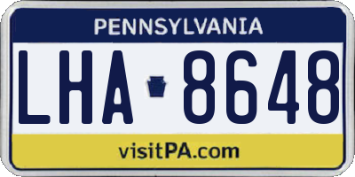 PA license plate LHA8648
