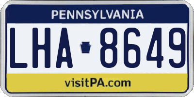 PA license plate LHA8649