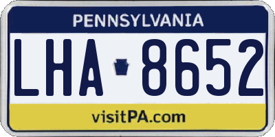 PA license plate LHA8652