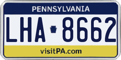 PA license plate LHA8662